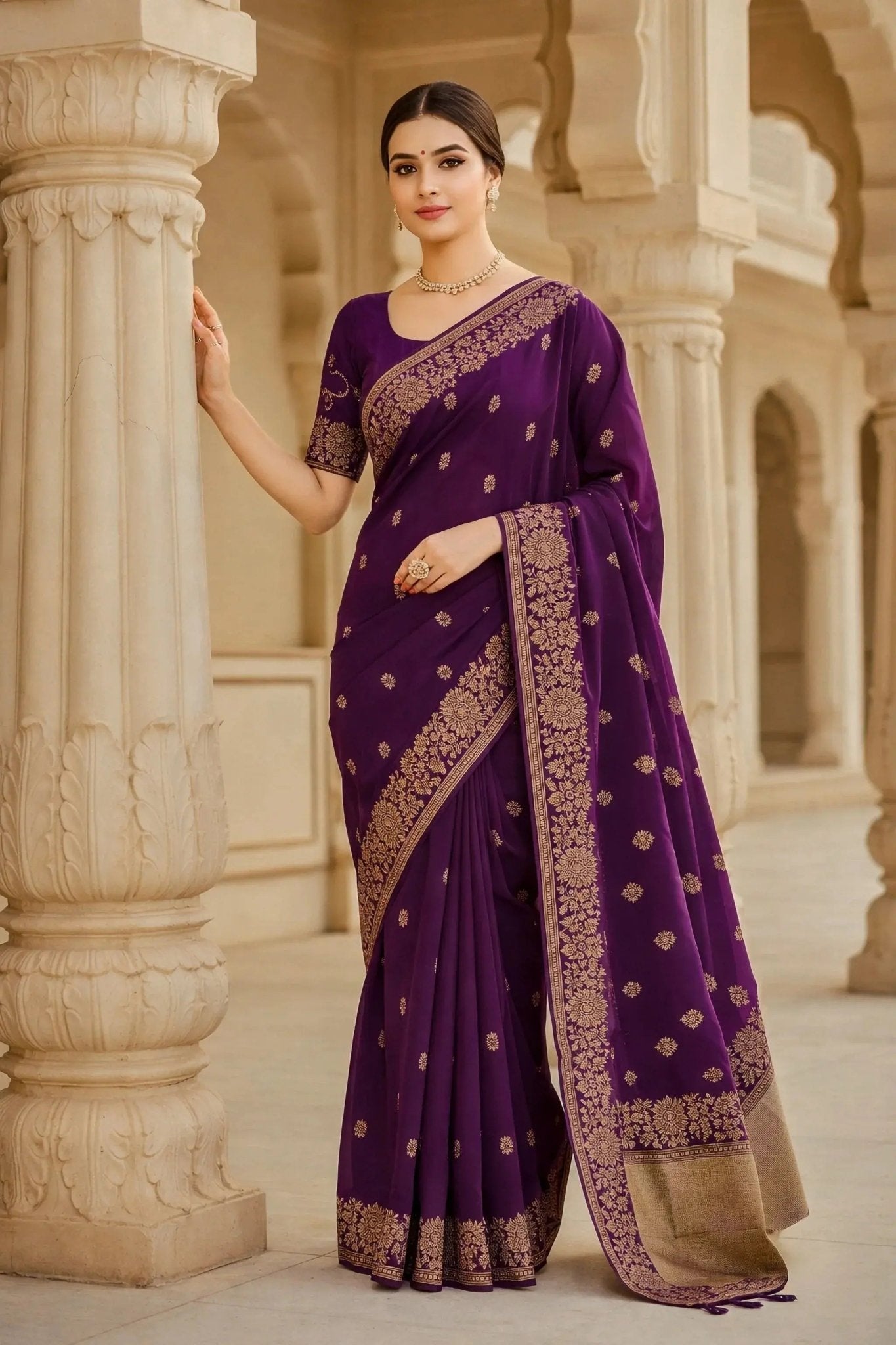 Golden Print Saree - SOL BY SMITHA