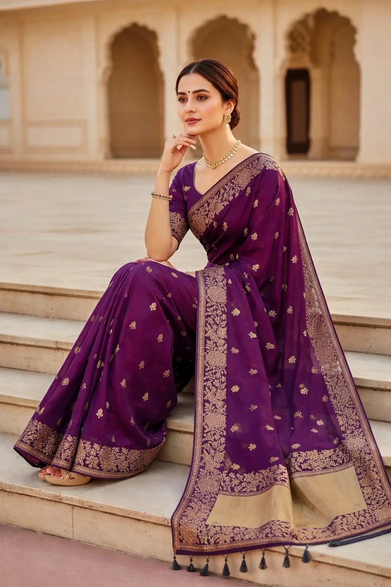 Golden Print Saree - SOL BY SMITHA