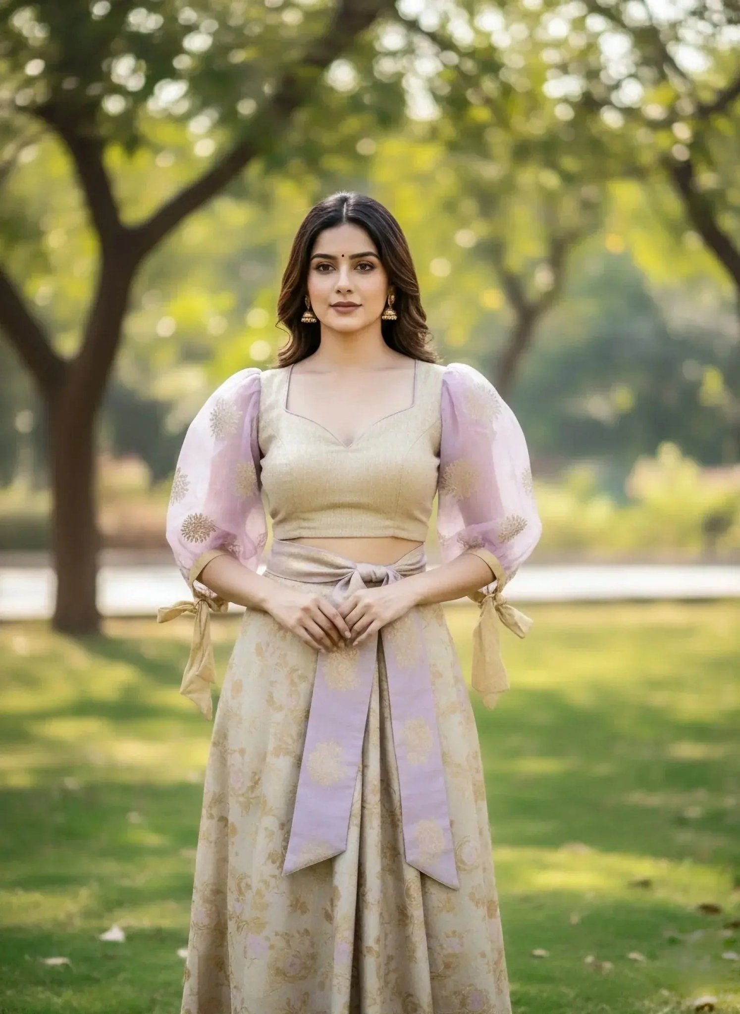 Golden - Purple Sleeve Blouse - SOL BY SMITHA