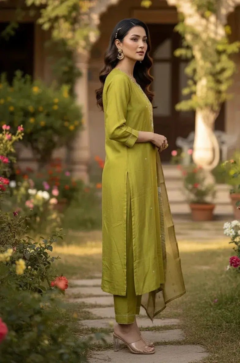 Green 3 PC Dress - SOL BY SMITHA