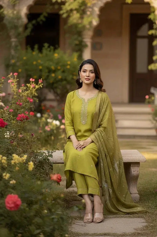 Green 3 PC Dress - SOL BY SMITHA