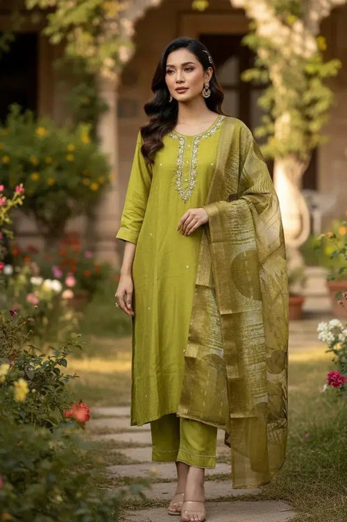 Green 3 PC Dress - SOL BY SMITHA