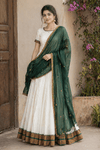 Green Unstitched Davani Set with Organza Dupatta | Half Saree Fabric - SOL BY SMITHA