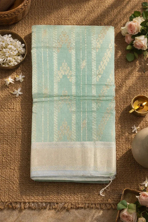 Kota Silk Tissue Pista Green Saree - SOL BY SMITHA