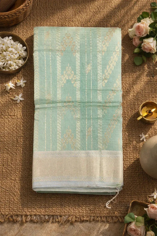 Kota Silk Tissue Pista Green Saree - SOL BY SMITHA