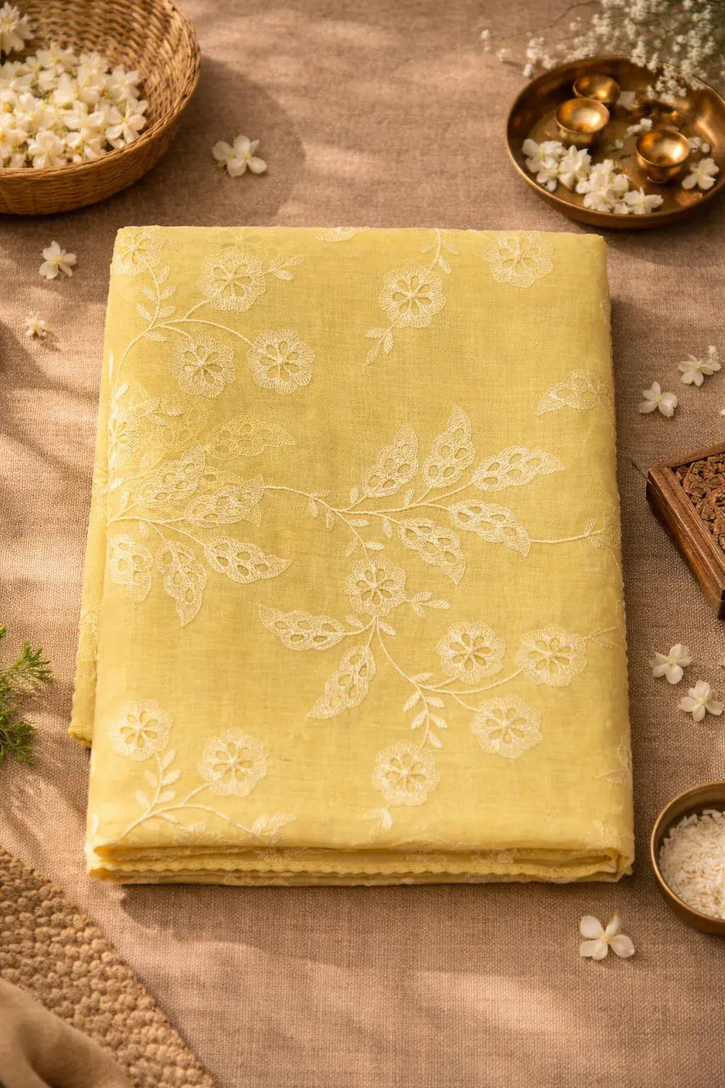 Kota Tissue Saree with Yellow cut work - SOL BY SMITHA