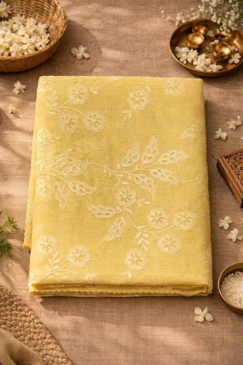 Kota Tissue Saree with Yellow cut work - SOL BY SMITHA