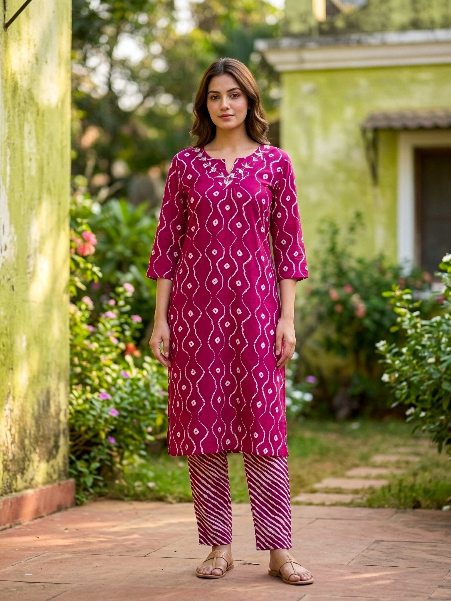 Magenta Printed Cotton Blend 2 - Piece Kurta Set | Women’s Everyday Ethnic Wear - SOL BY SMITHA