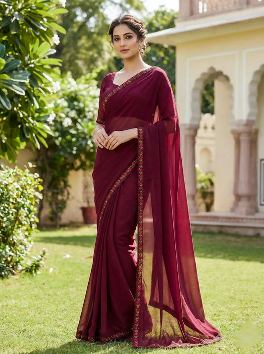 Marron Ready to wear saree - SOL BY SMITHA
