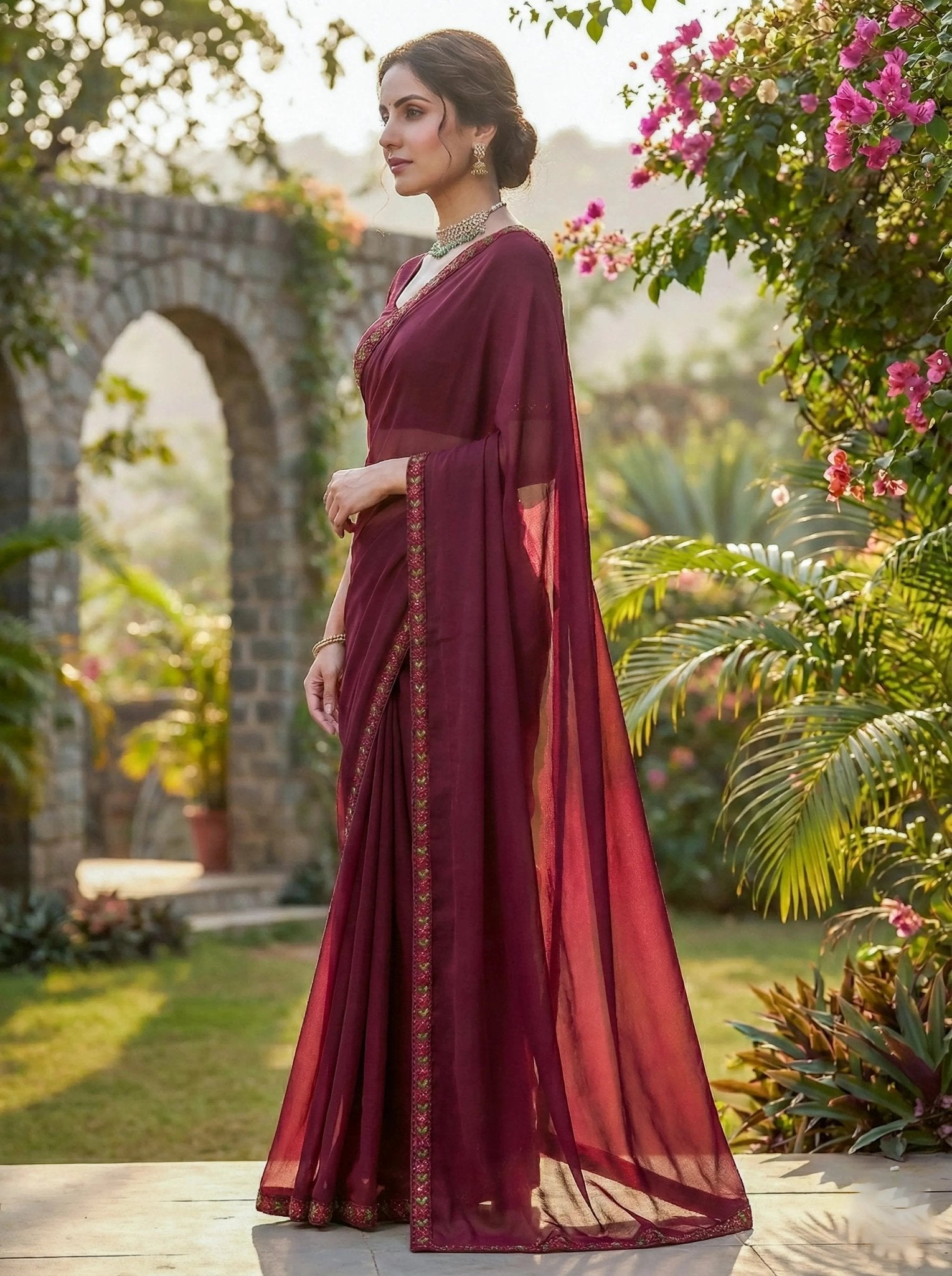 Marron Ready to wear saree - SOL BY SMITHA