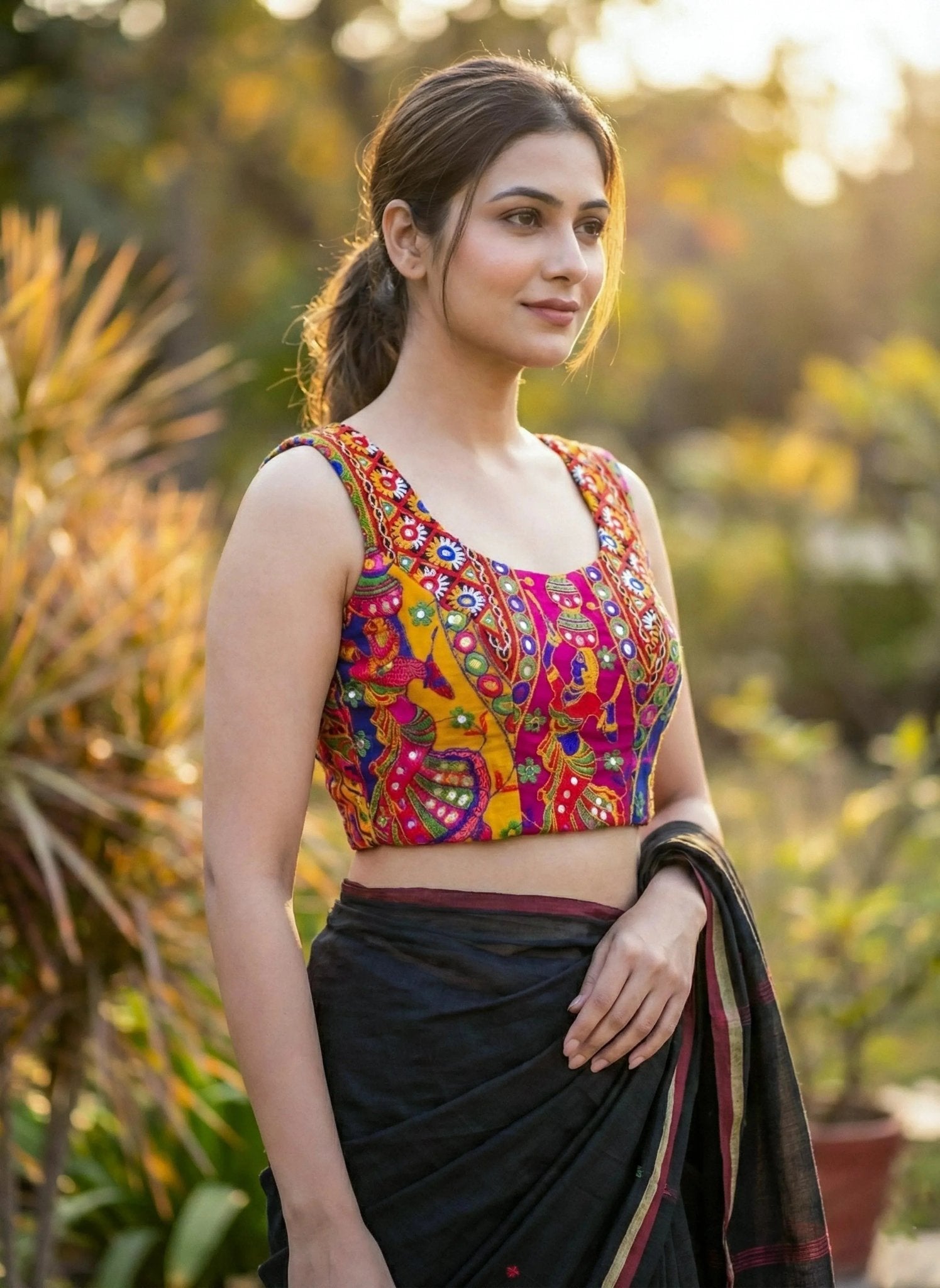 Multicolor Mirror Work Blouse - SOL BY SMITHA