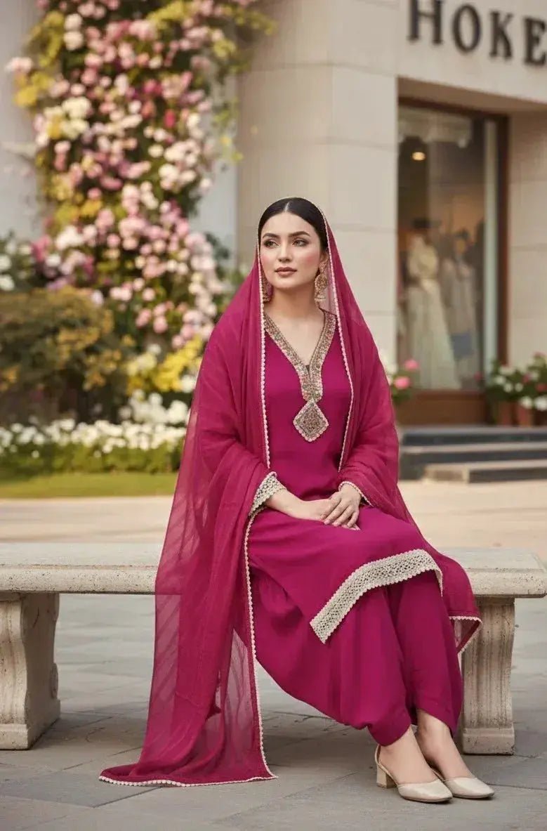 Multicolor Neckline 3 Piece Set - SOL BY SMITHA