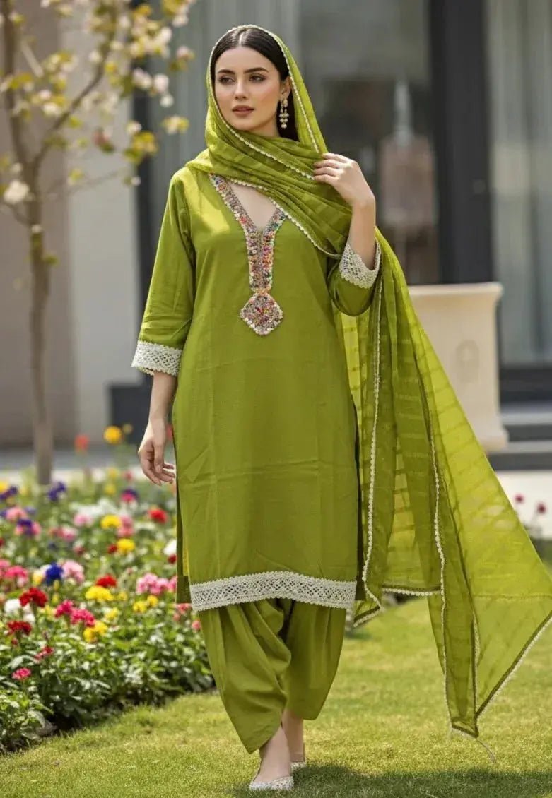 Multicolor Neckline 3 Piece Set - SOL BY SMITHA