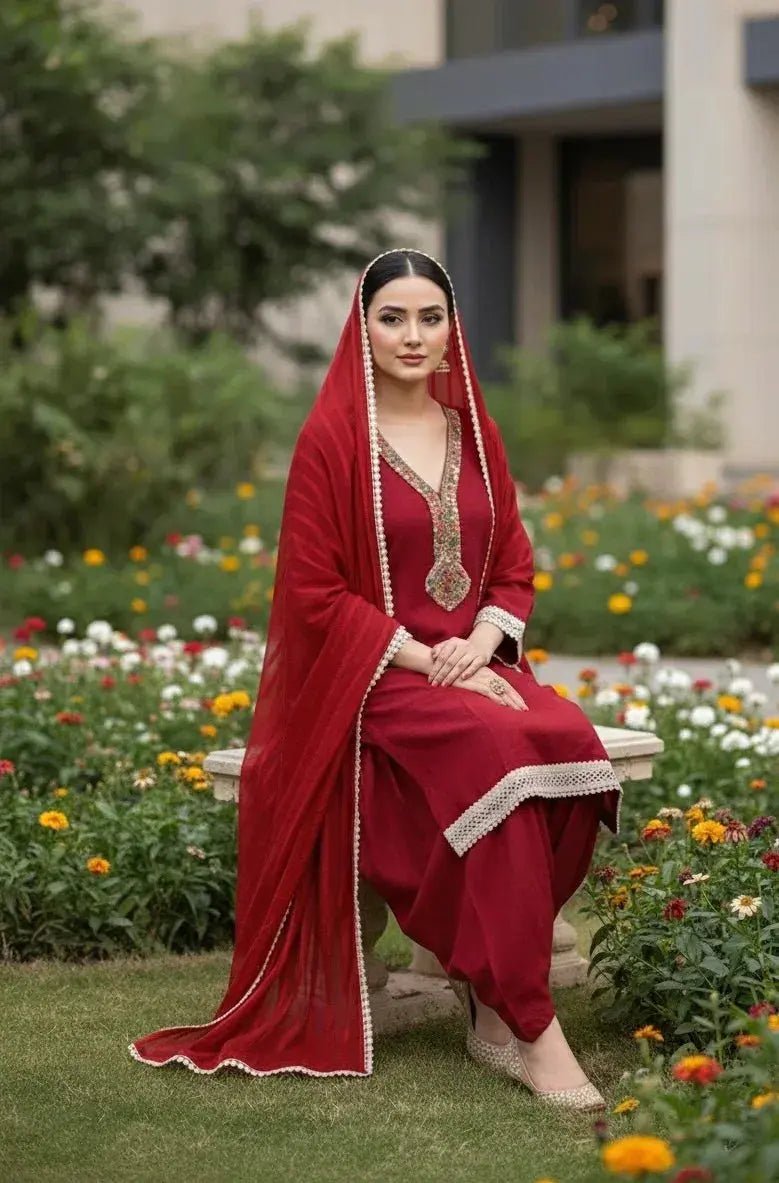 Multicolor Neckline 3 Piece Set - SOL BY SMITHA