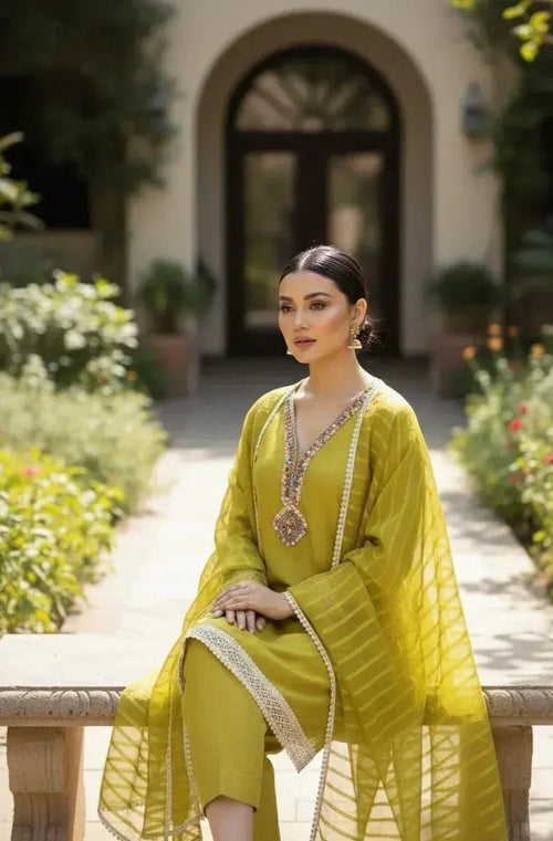 Multicolor Neckline 3 Piece Set - SOL BY SMITHA