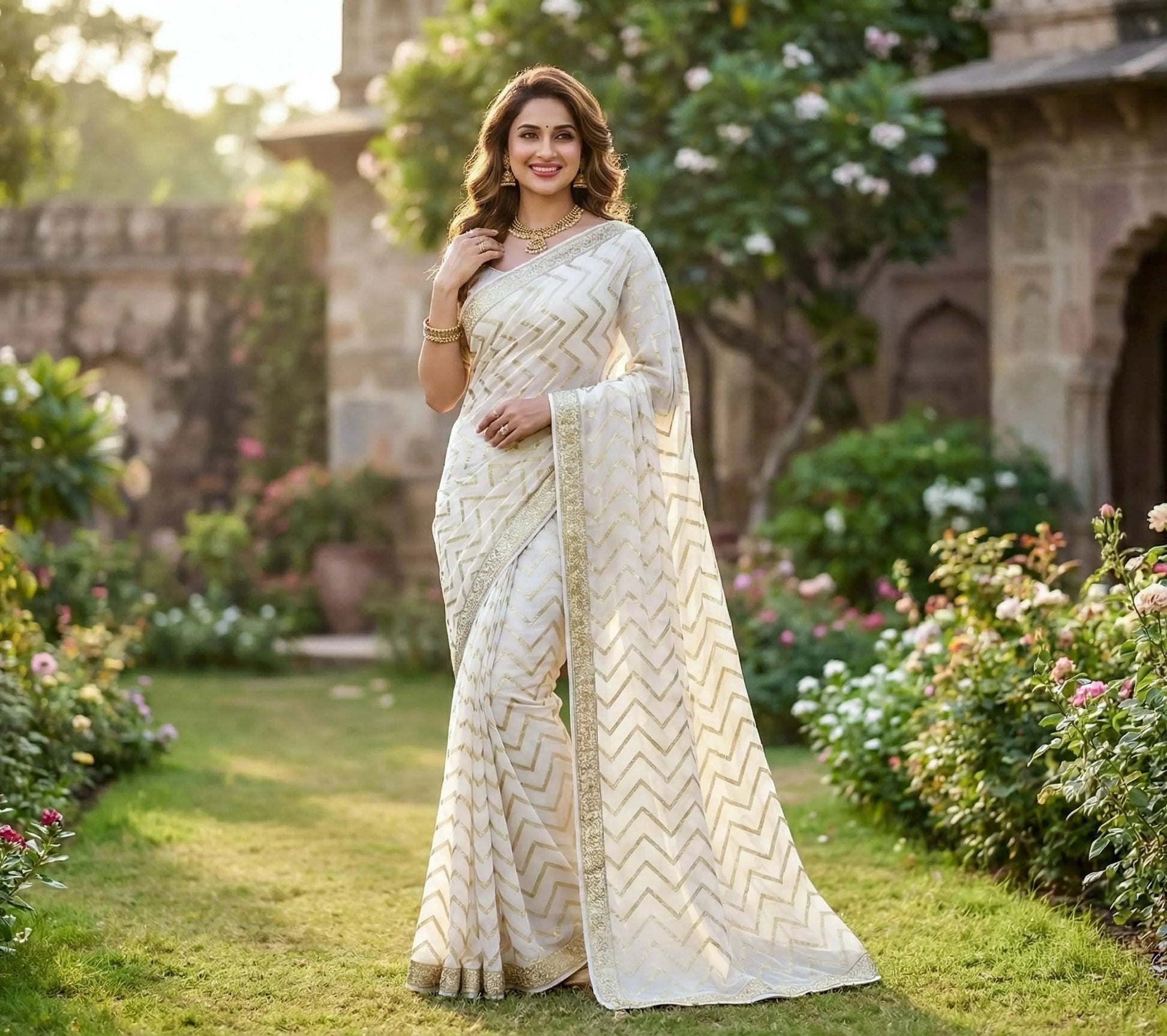 Off - White Saree - SOL BY SMITHA