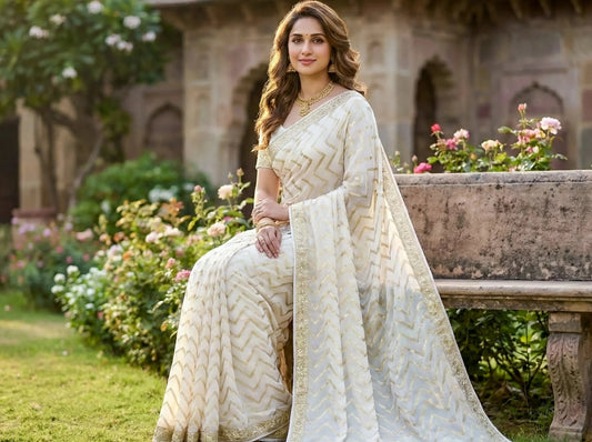 Off - White Saree - SOL BY SMITHA
