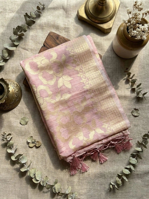 Onion Pink Chanderi saree with Zari - SOL BY SMITHA
