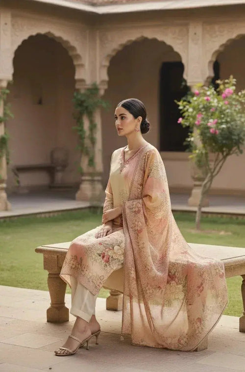 Onion Pink Floral Anarkali - SOL BY SMITHA