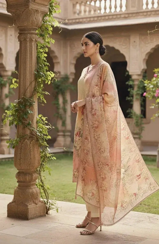 Onion Pink Floral Anarkali - SOL BY SMITHA