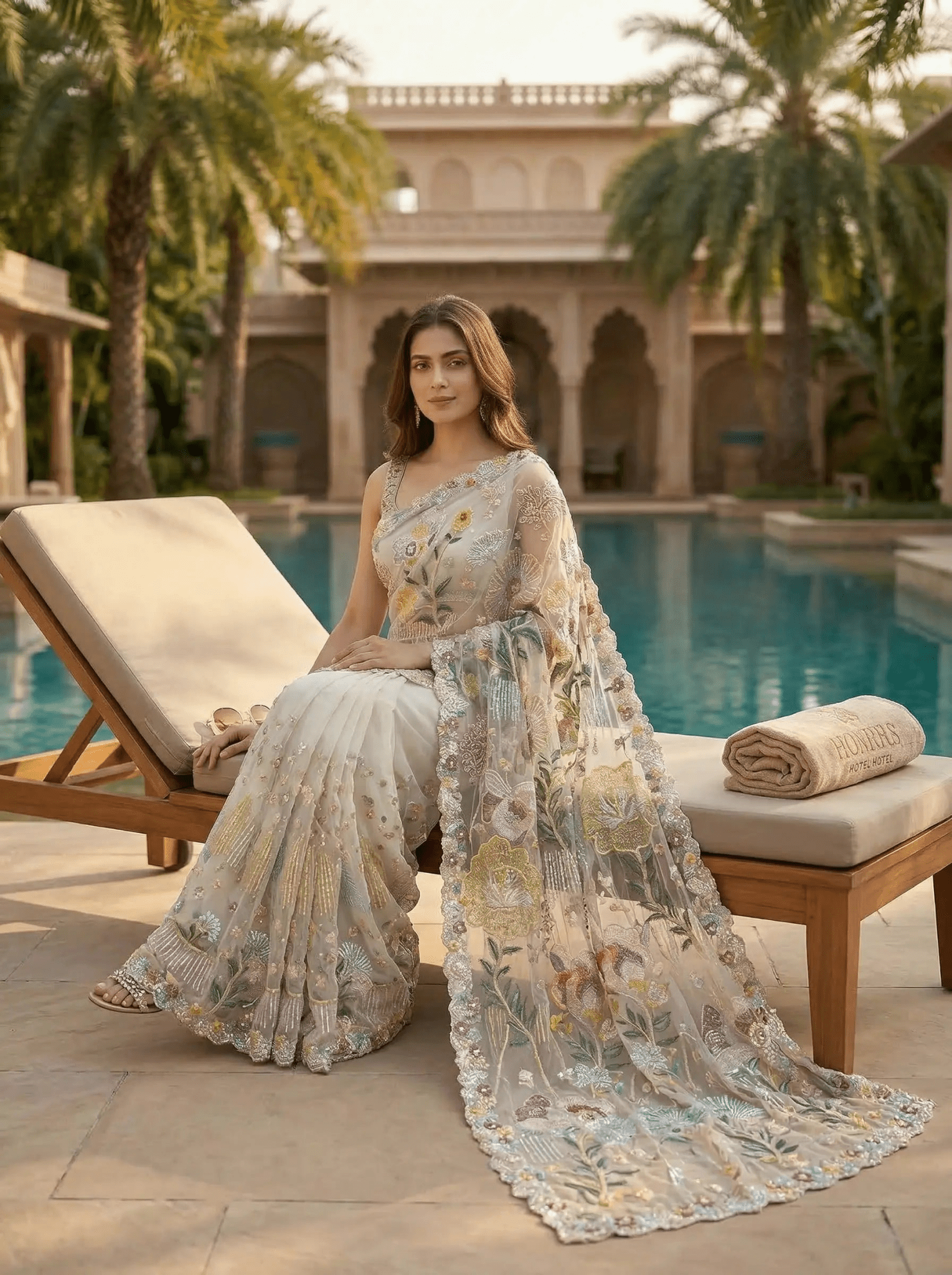 Pastel fully hand work saree with embroidery sequence - SOL BY SMITHA