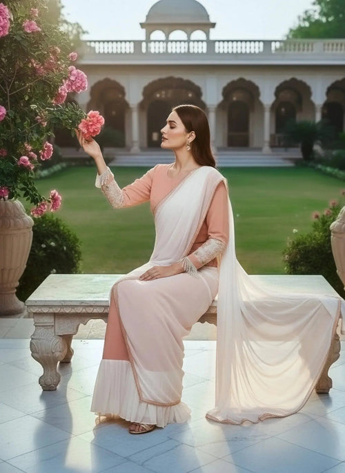 Peach Gown Saree with Jacket - SOL BY SMITHA