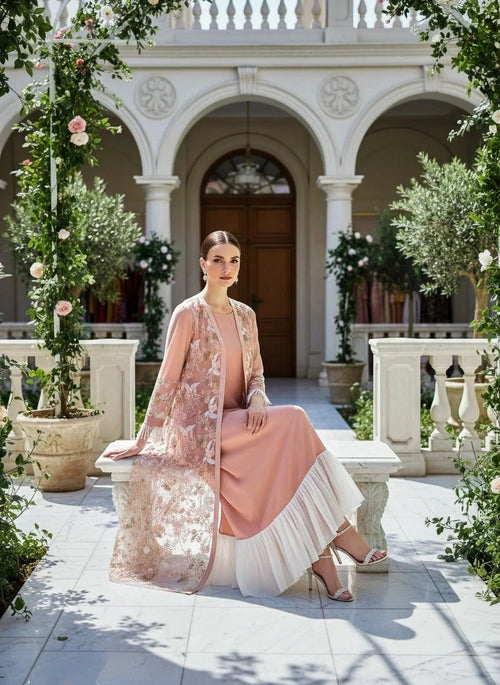 Peach Gown Saree with Jacket - SOL BY SMITHA