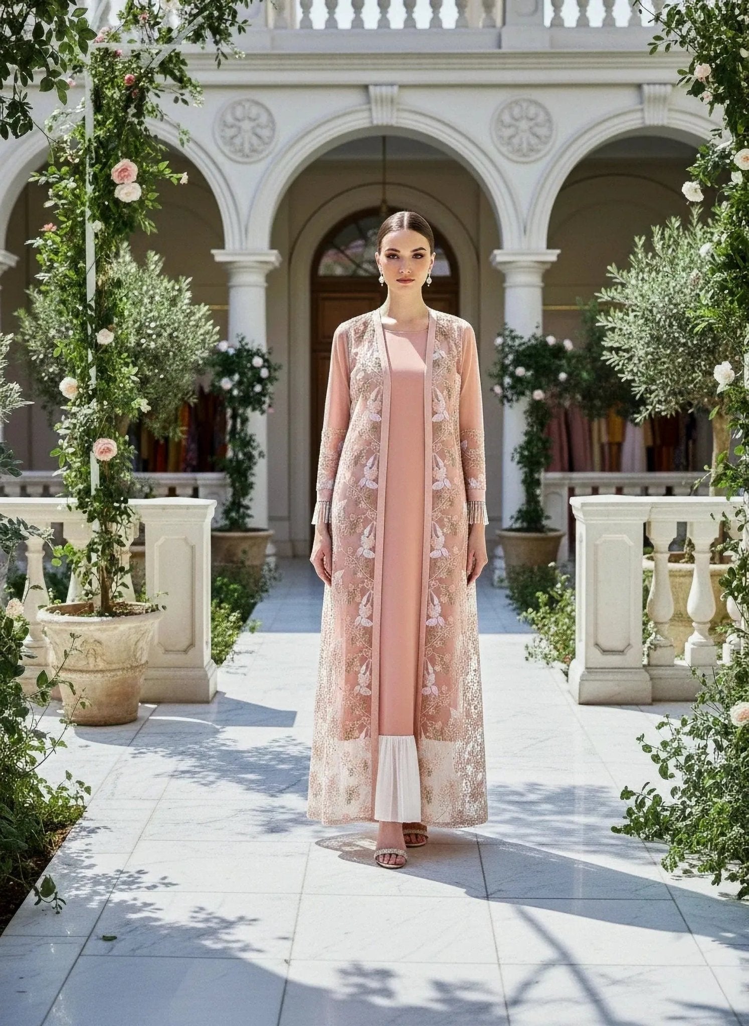 Peach Gown Saree with Jacket - SOL BY SMITHA