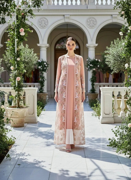 Peach Gown Saree with Jacket - SOL BY SMITHA