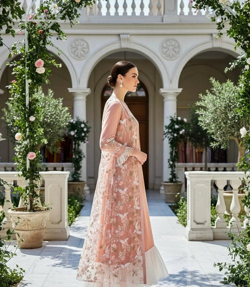 Peach Gown Saree with Jacket - SOL BY SMITHA