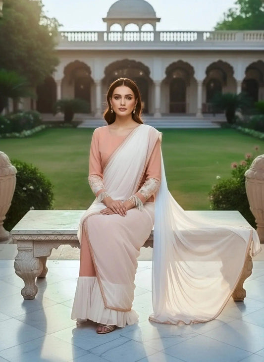 Peach Gown Saree with Jacket - SOL BY SMITHA