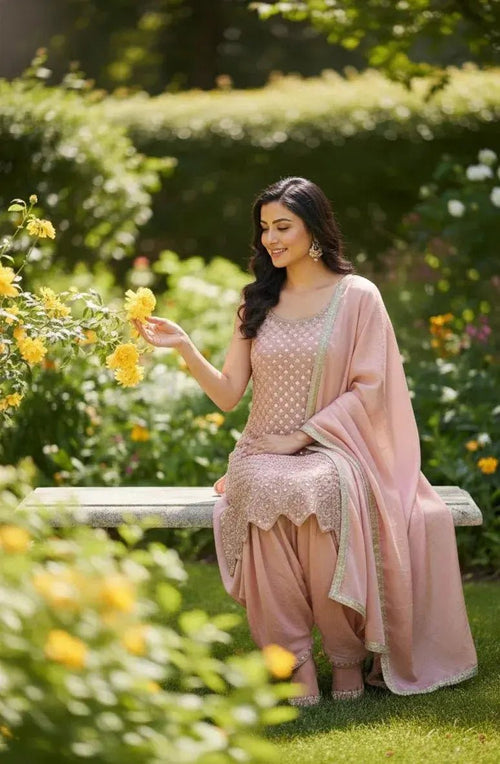 Peach Punjabi Set - SOL BY SMITHA