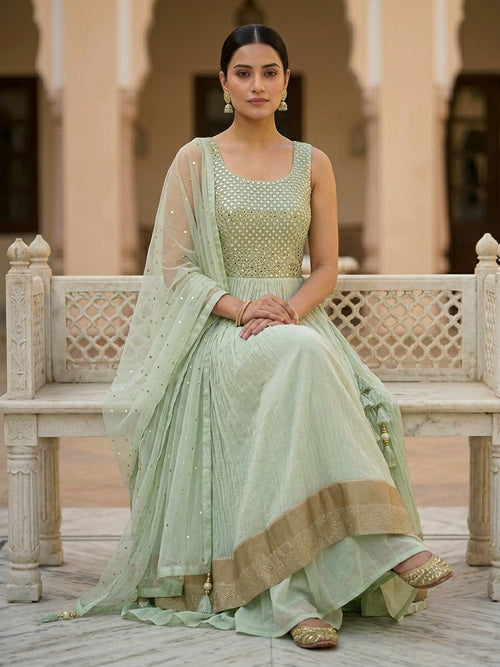 Pista Green Lehenga Set with Dupatta - SOL BY SMITHA