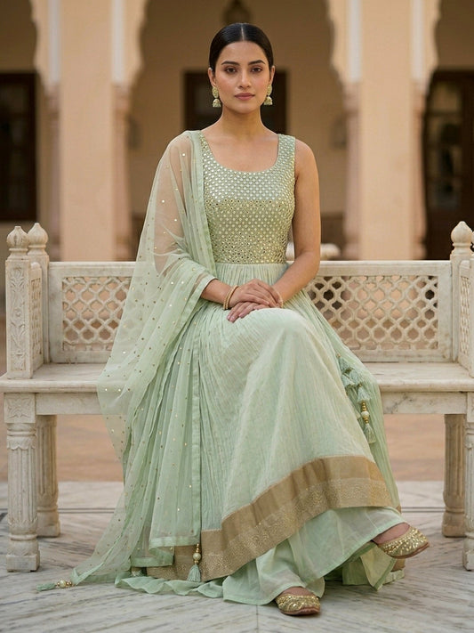 Pista Green Lehenga Set with Dupatta - SOL BY SMITHA