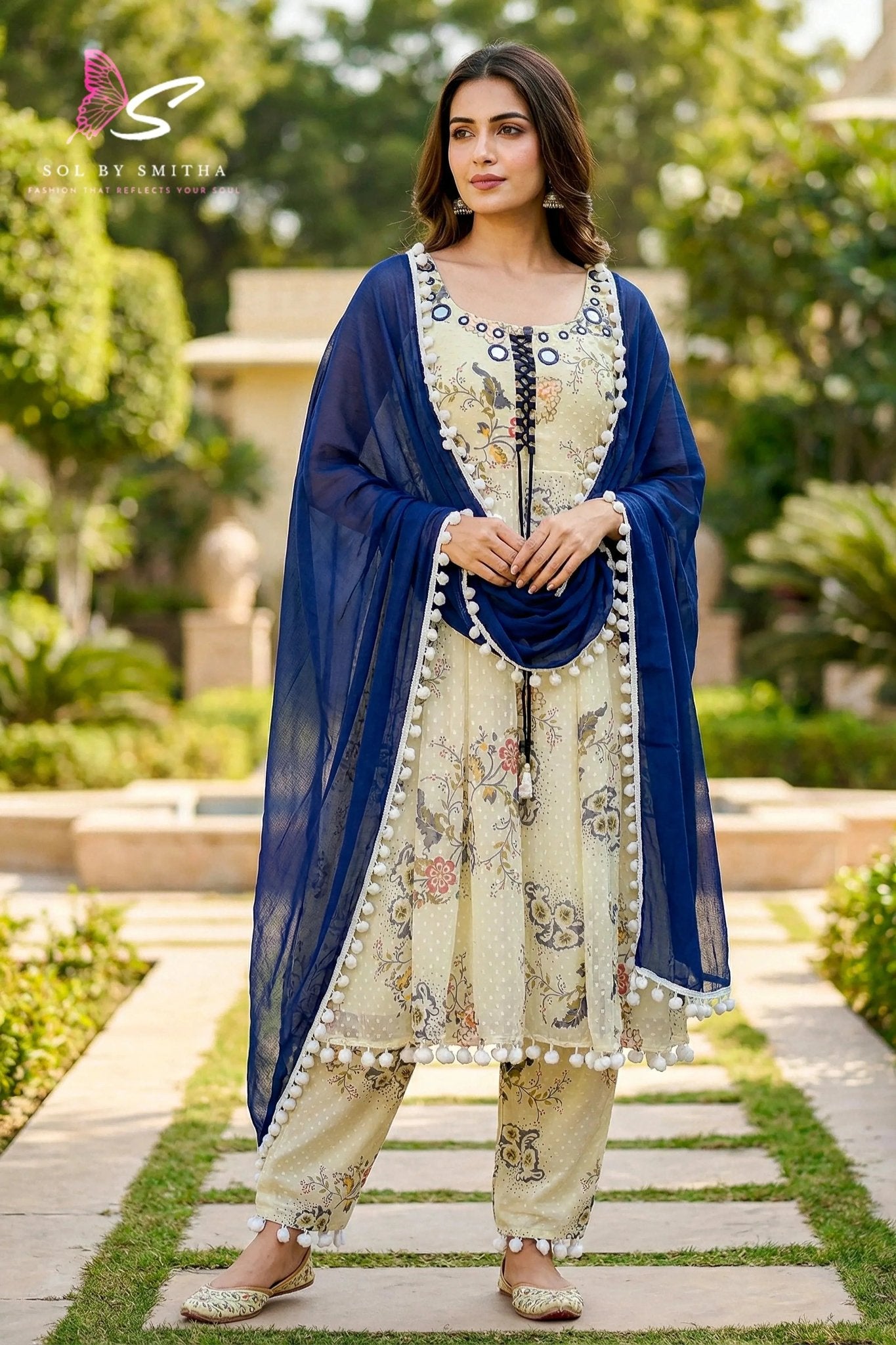 Pom Pom Salvar Set - SOL BY SMITHA