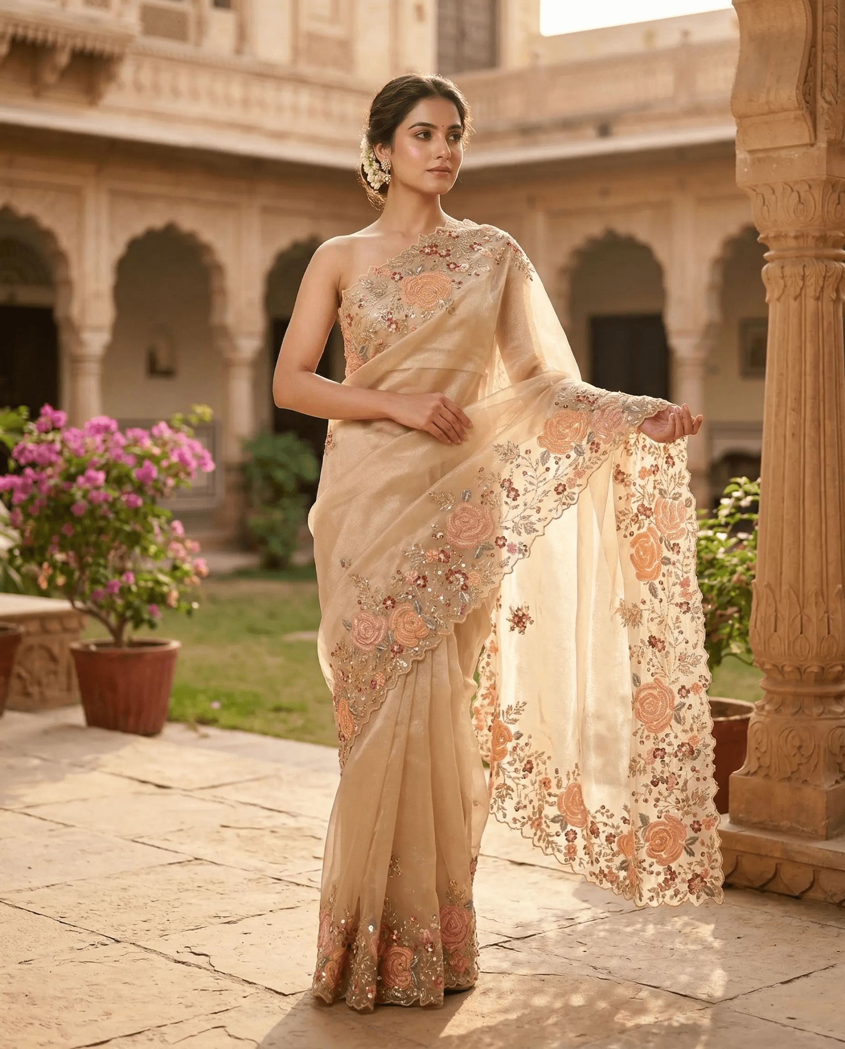 Pure organza with heavy handwork saree - SOL BY SMITHA