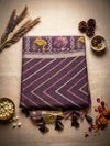 Purple Multicolor Printed Saree for Women | Ikat Style Cotton Saree with Tassels - SOL BY SMITHA