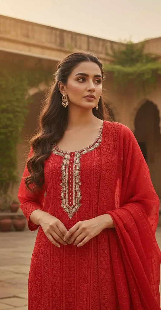 Red Churidar Set - SOL BY SMITHA