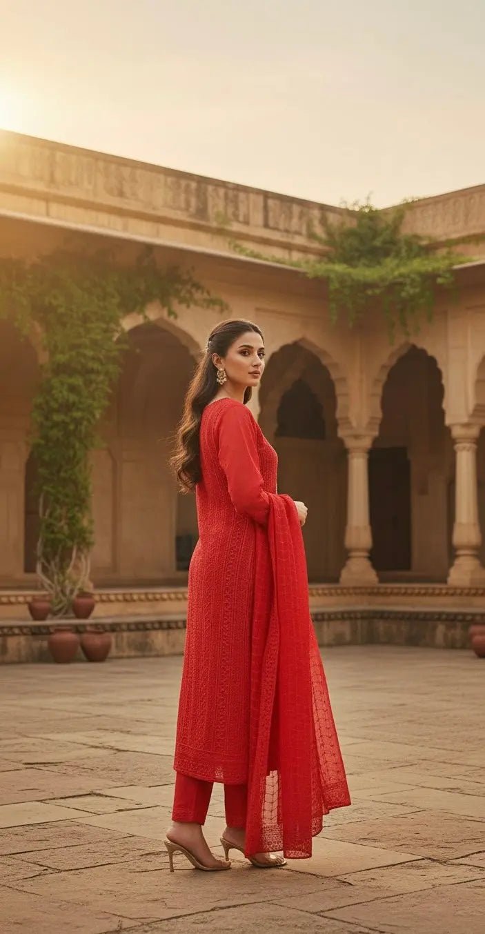 Red Churidar Set - SOL BY SMITHA