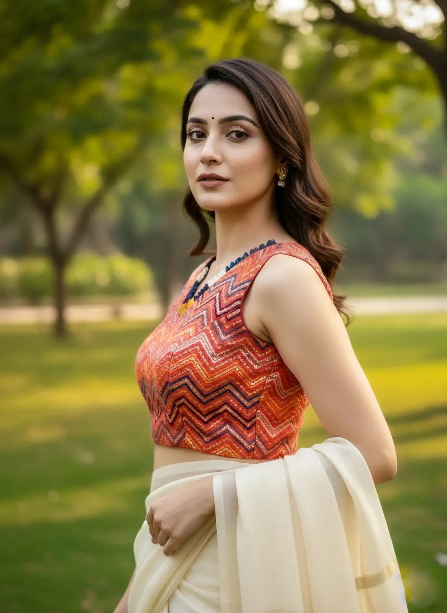 Red Embroidery Sleeveless Blouse - SOL BY SMITHA