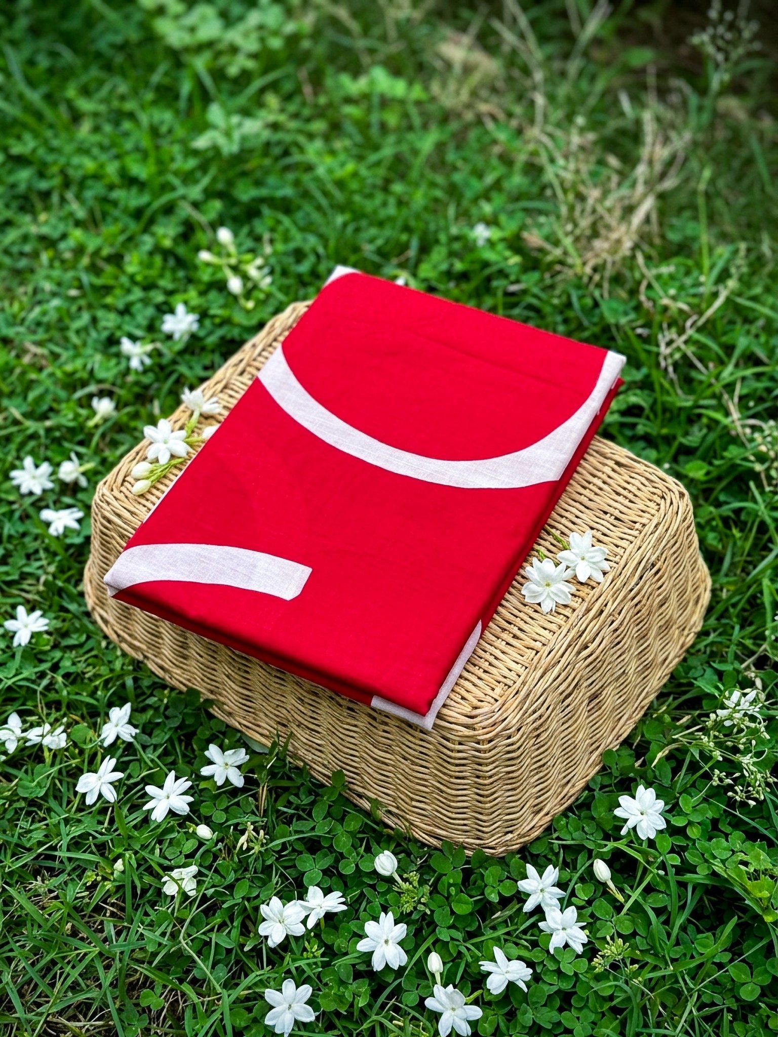 Red Jaipur Cotton Saree for Women | Hand Printed Artistic Cotton Saree - SOL BY SMITHA