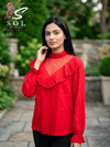 Red Lace Ruffle Top – Women’s Casual & Office Wear Dubai - SOL BY SMITHA