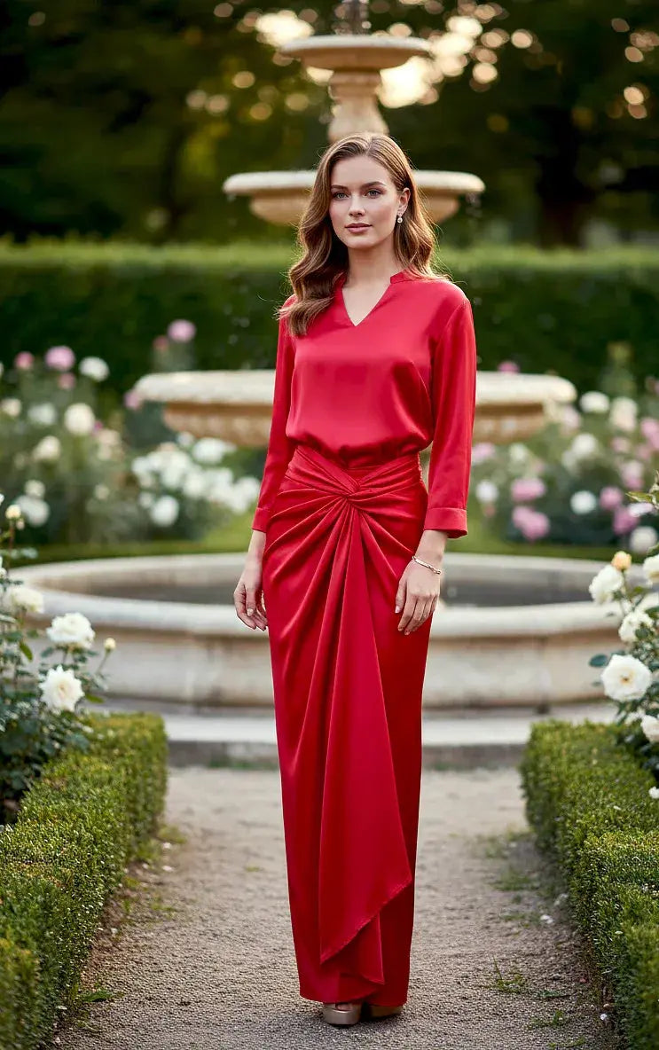 Red Satin Shirt - SOL BY SMITHA