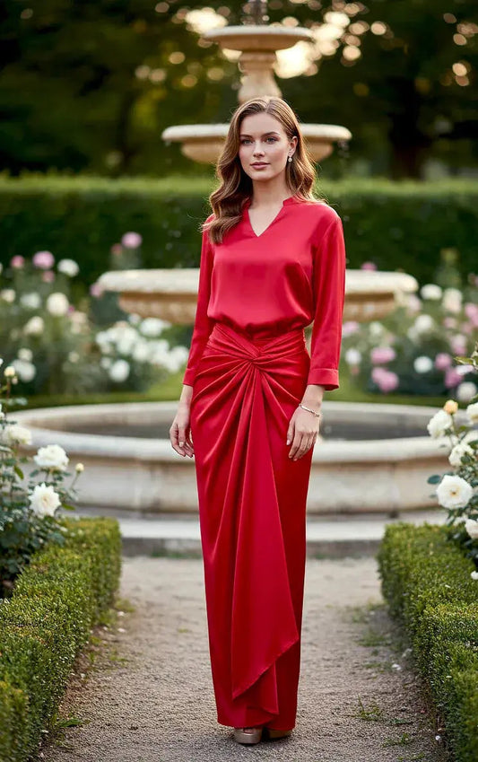 Red Satin Shirt - SOL BY SMITHA