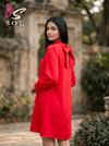 Red Shirt Dress with Bow Back – Elegant Women’s Dress Dubai - SOL BY SMITHA