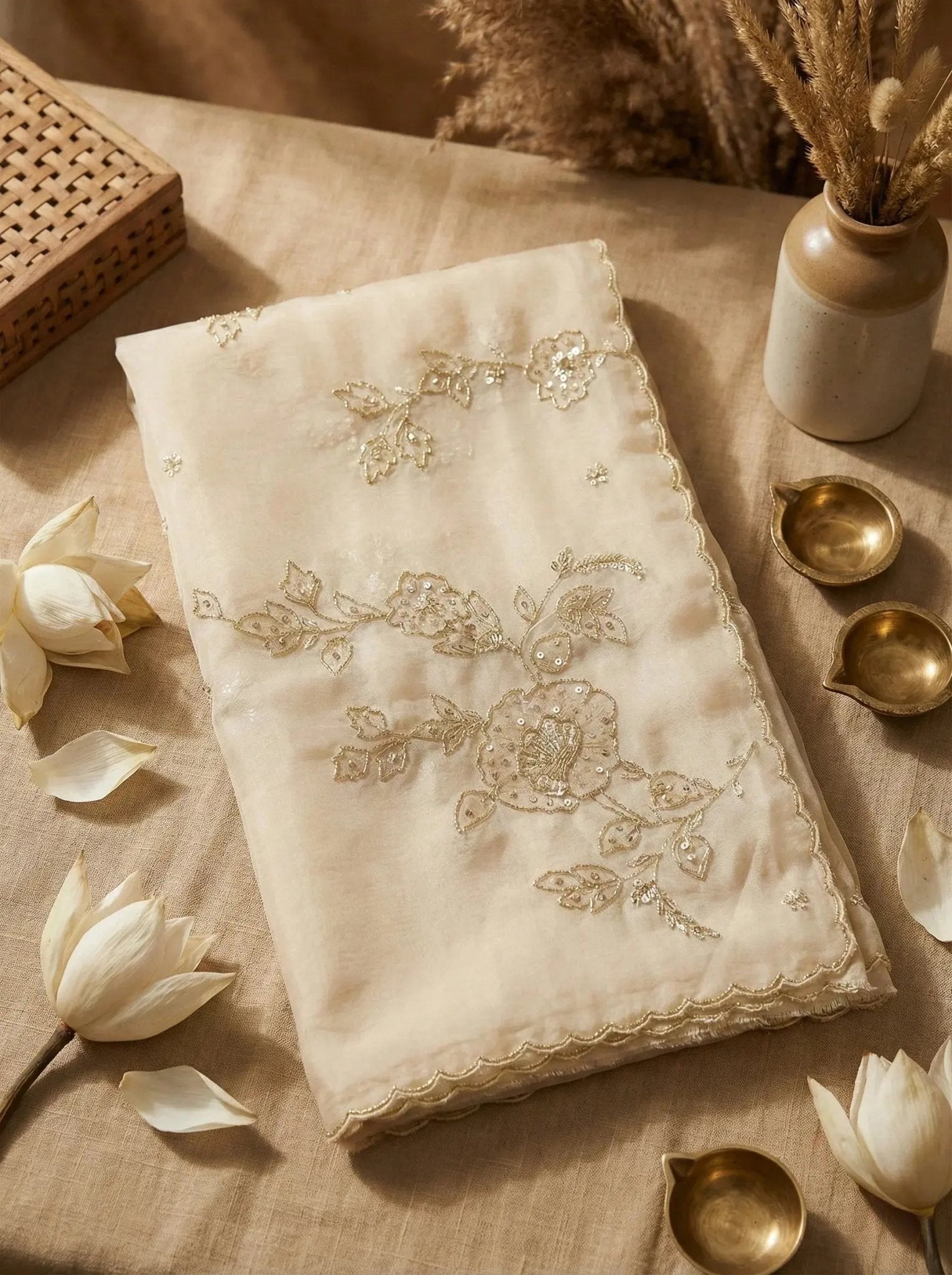Silk Organza Saree with Applique Work – Bridal & Festive Wear - SOL BY SMITHA