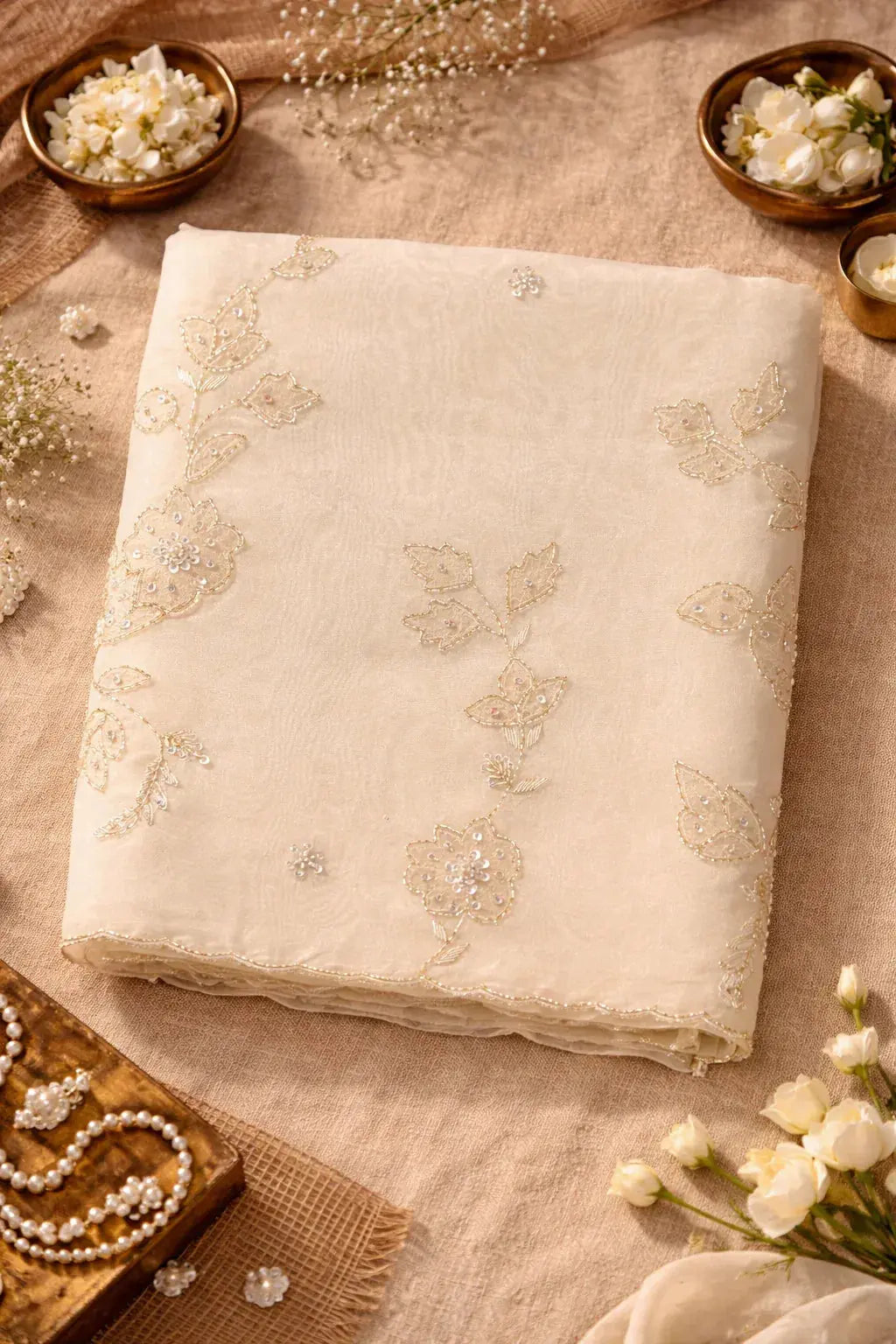 Silk Organza Saree with Applique Work – Bridal & Festive Wear - SOL BY SMITHA