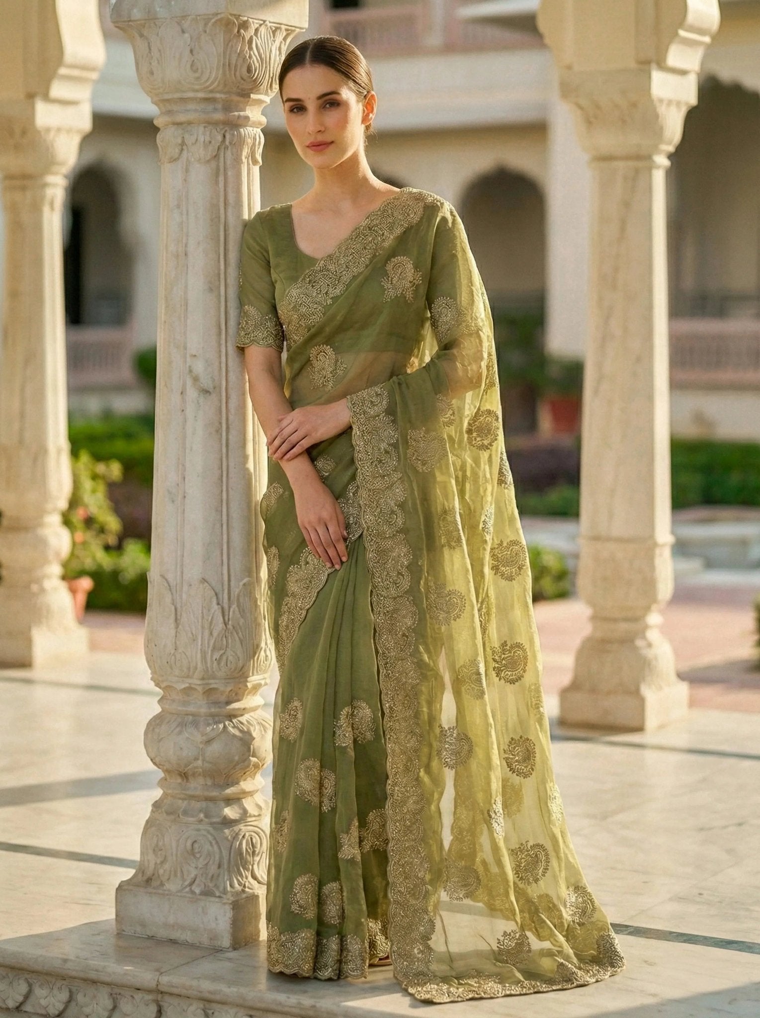 Silk organza stone work - SOL BY SMITHA