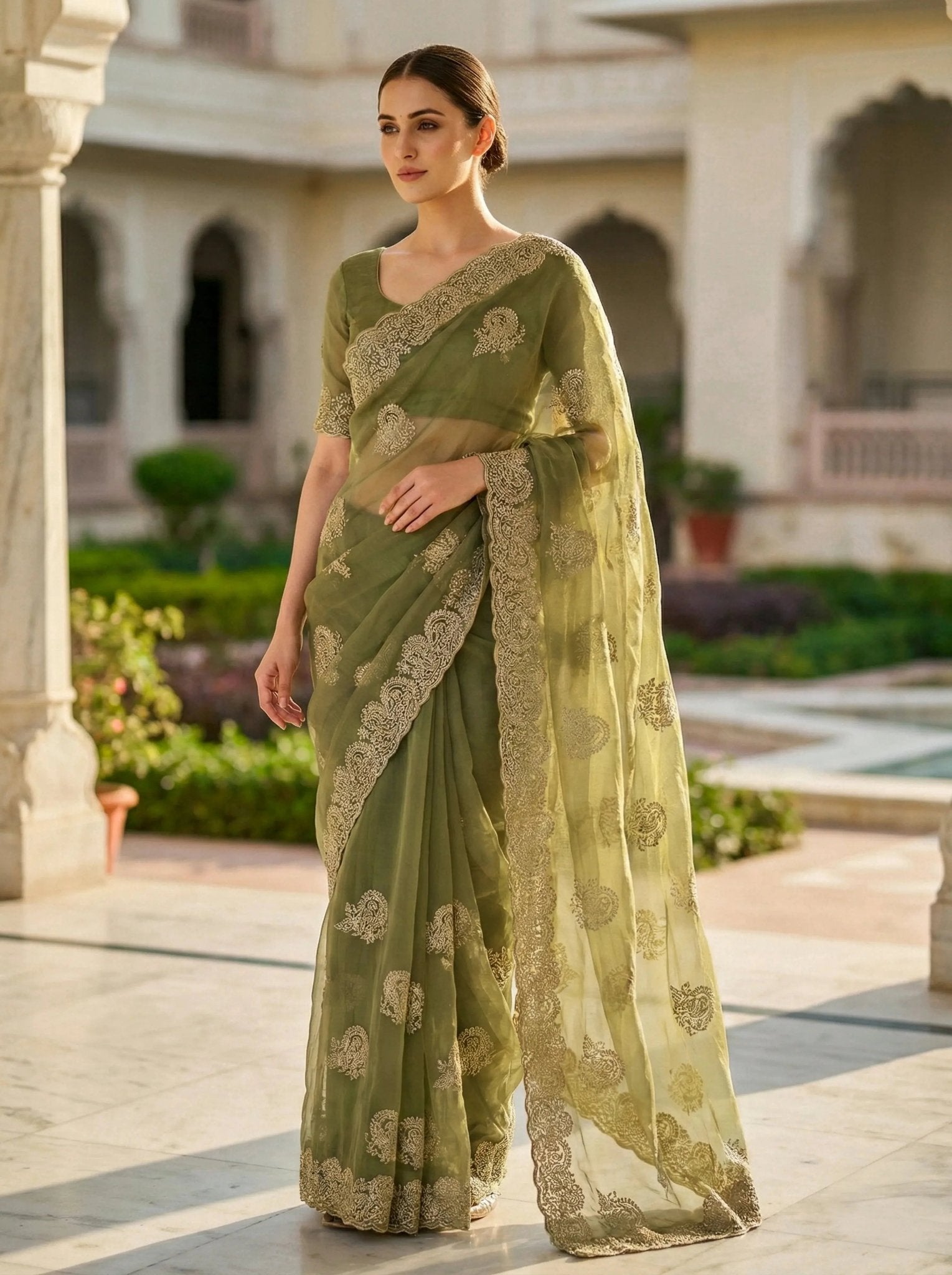 Silk organza stone work - SOL BY SMITHA