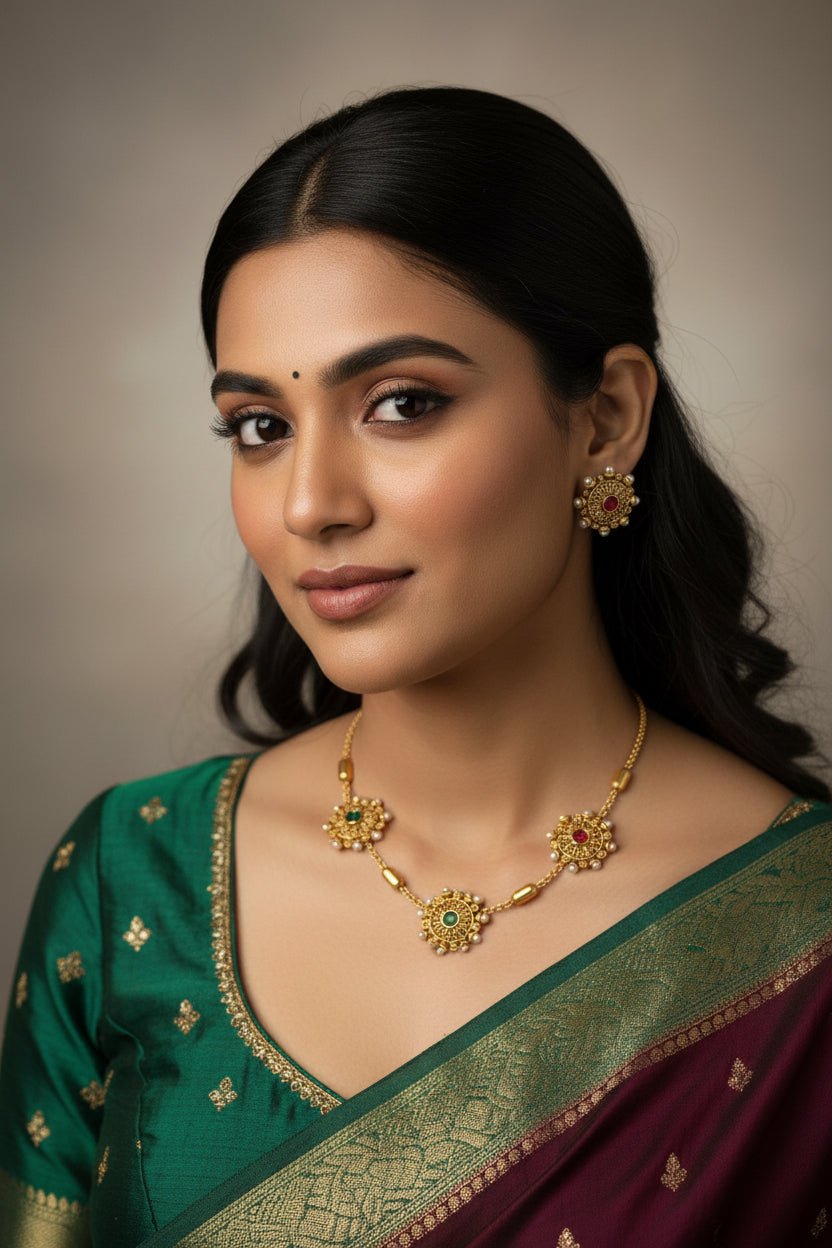 Red and multi-colored thin chain with 20 circular links, from SOL by Smitha, displayed on a neutral background.